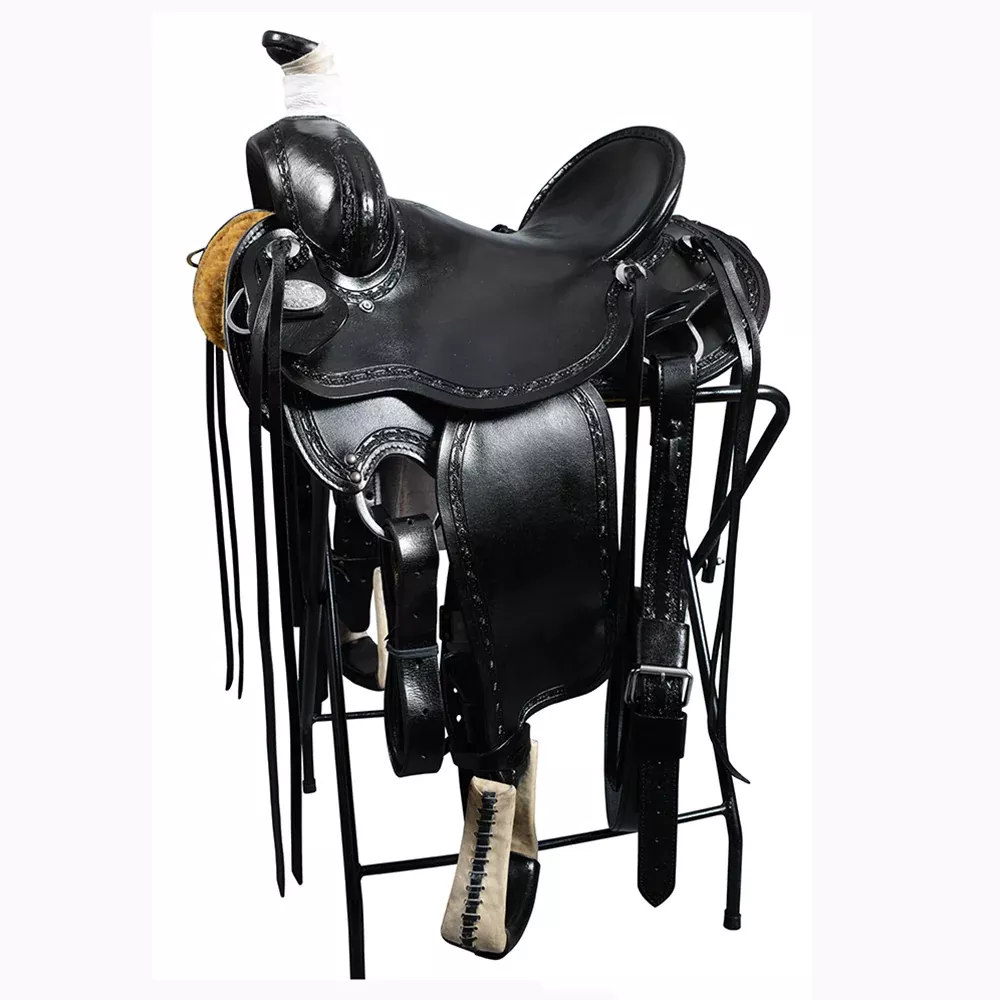 HILASON Western Horse Wade Saddle American Leather Ranch Roping Black | Hand Tooled & For Horses