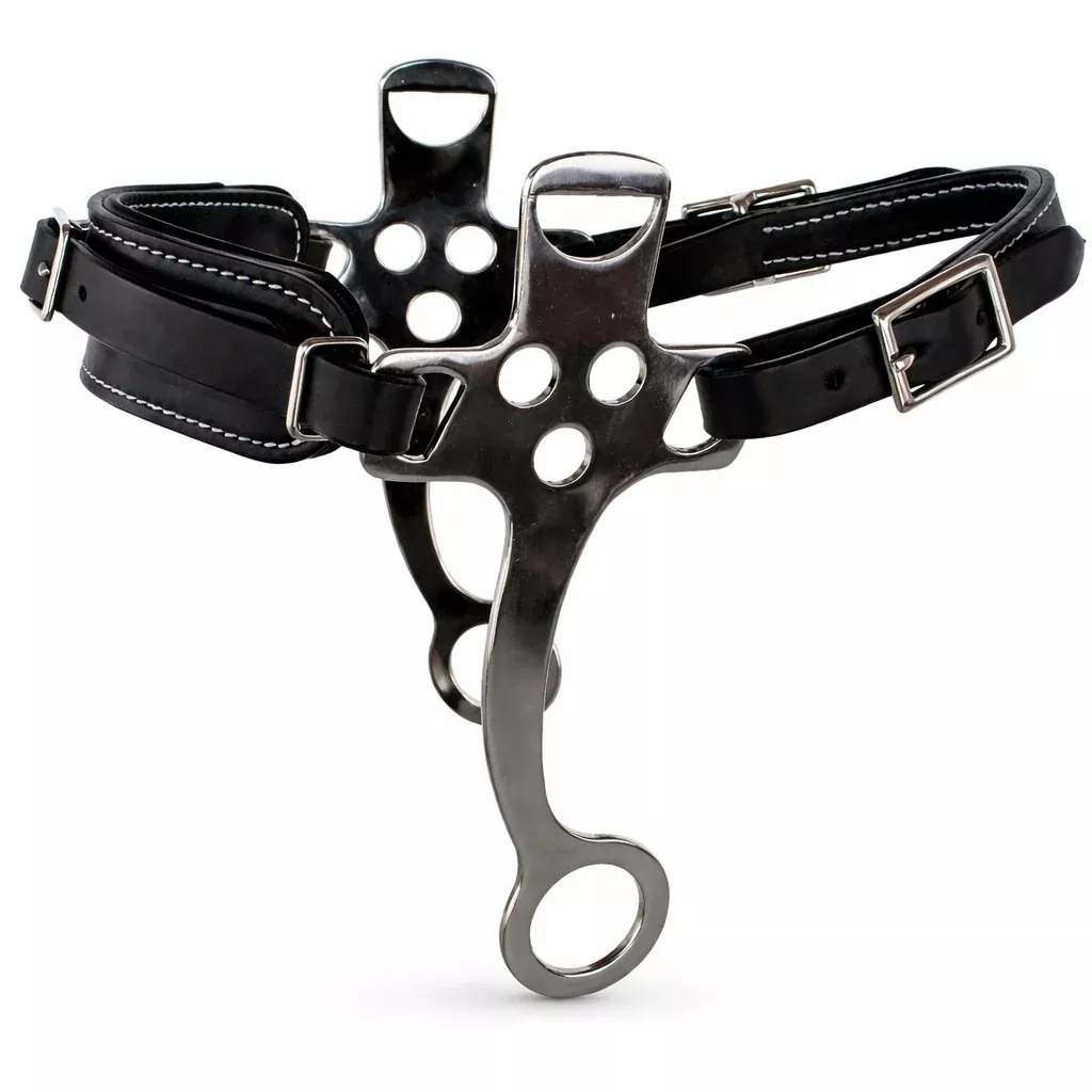 Horse Bit Adjustable Black Leather Padded Training Bitless Hackamore 35RT01