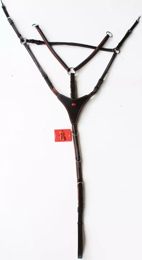 Horse English Padded Leather Tack Raised Stitching Breastplate 803931F
