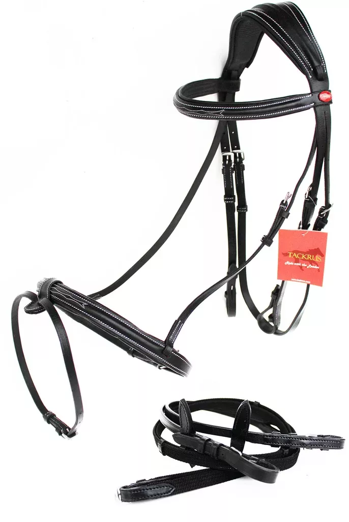 Horse English Padded LeatherRaised Adjustable PaddedFlash Bridle Reins 803440
