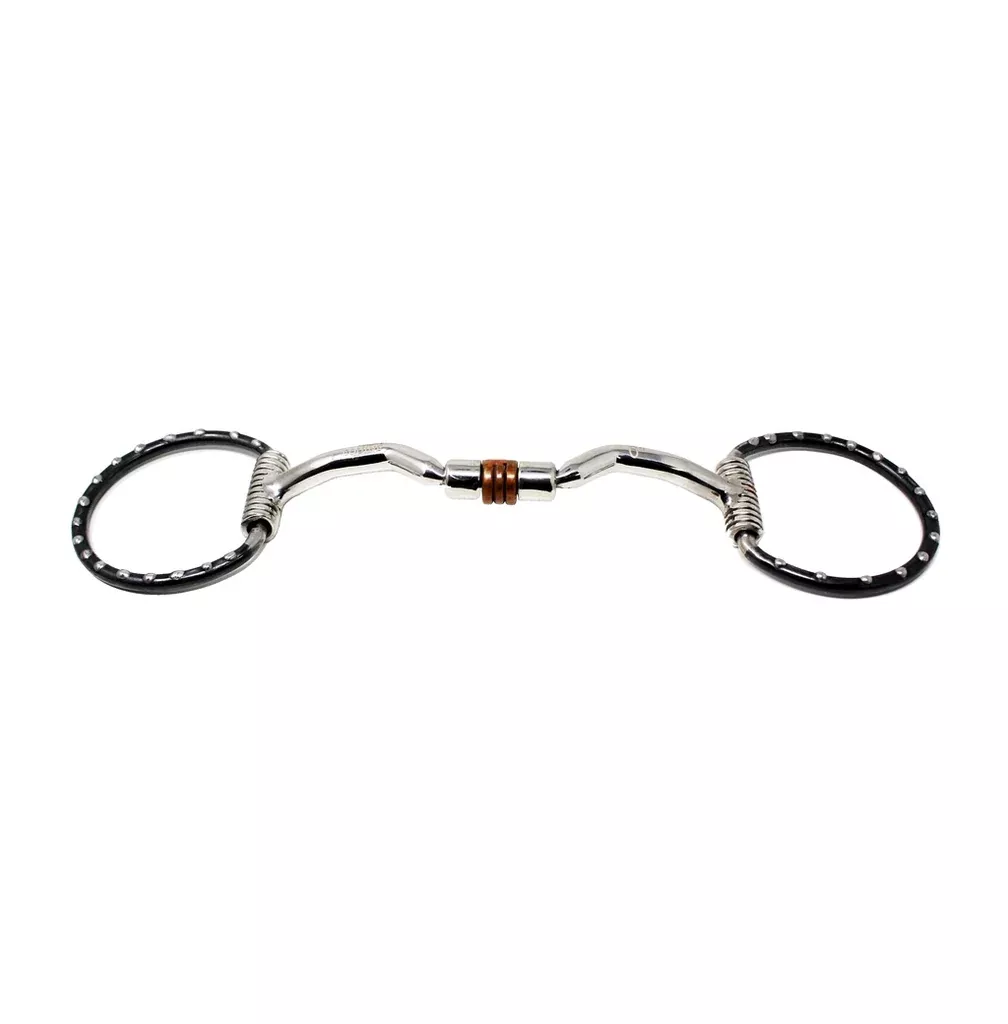 Horse Mouth Studded Dee Ring Sweet Iron Snaffle with Copper Rollers