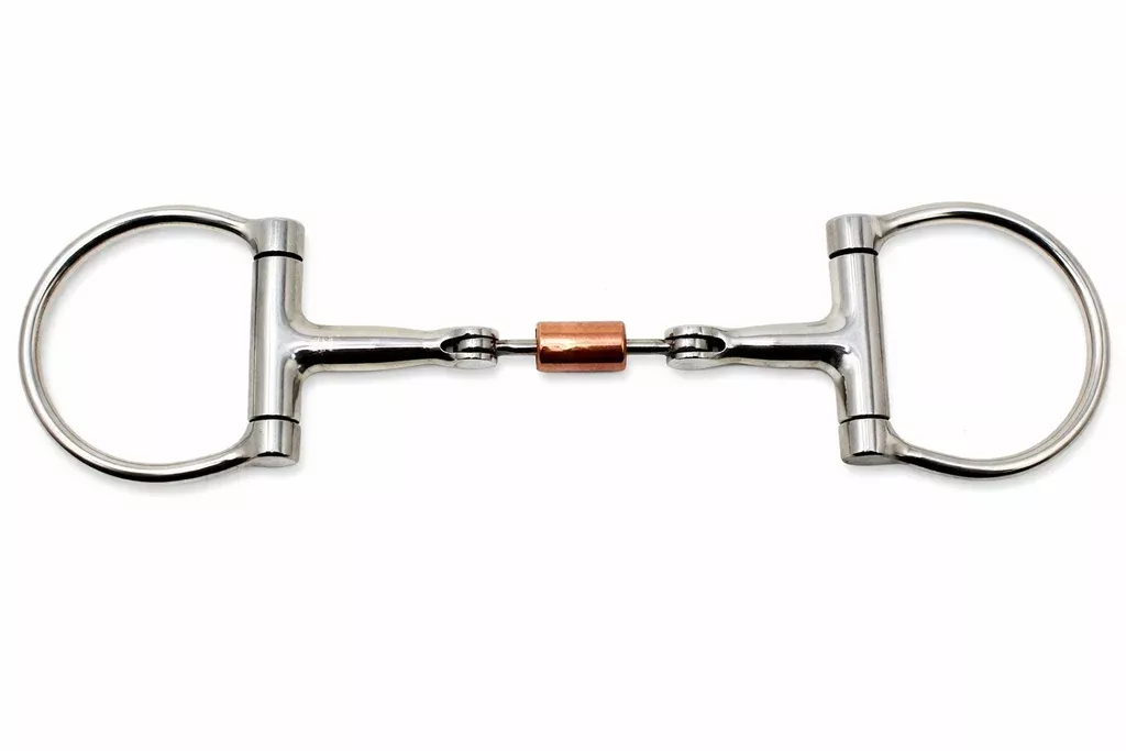 Horse Stainless SteelHinged Copper Roller Mouth D-Ring Snaffle Bit 35321v