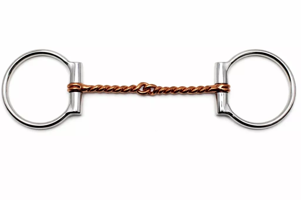 Horse Stainless SteelTwisted Wire Copper Mouth D-Ring Snaffle Bit 35319v