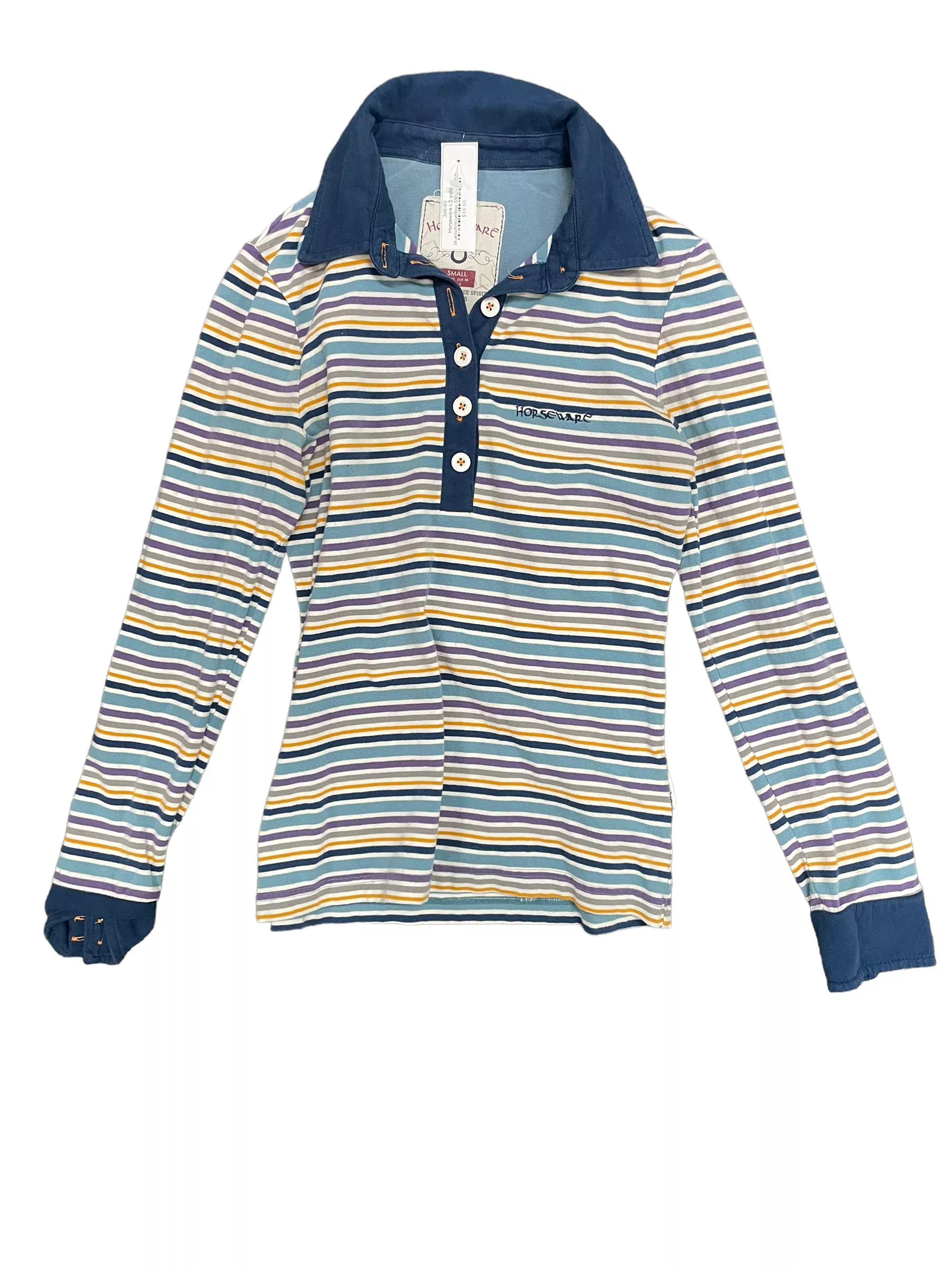 Horseware LS polo - Blue/White/Yellow - S - USED