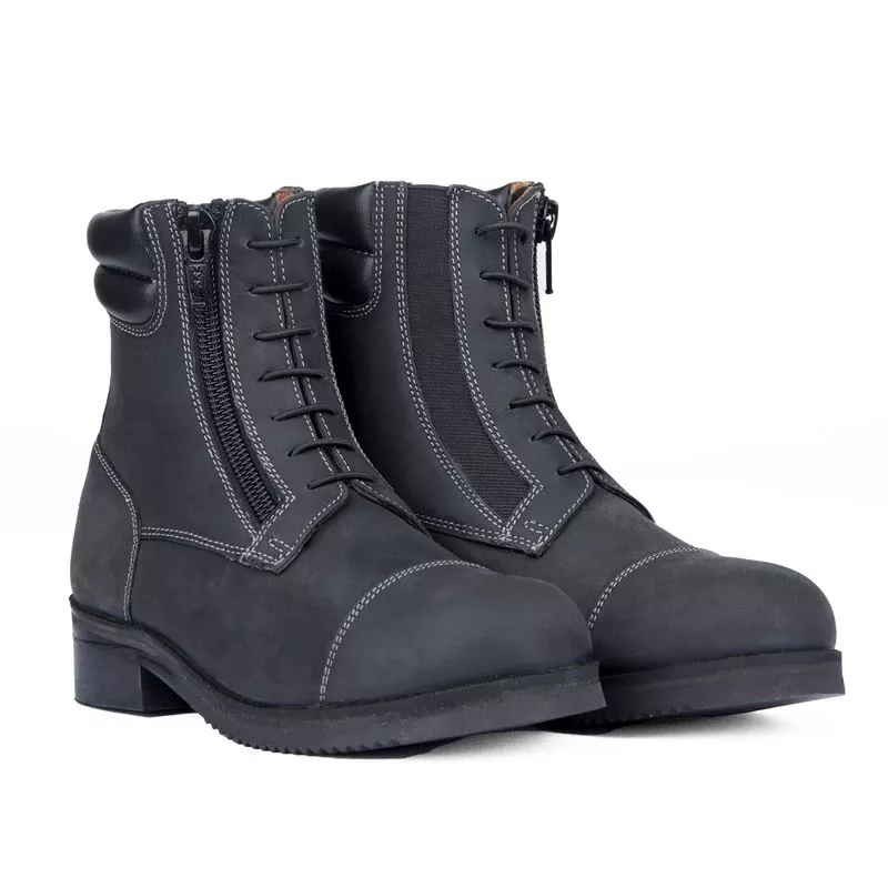 Horze Kids’ Blake Front Zip Paddock Boots – Black