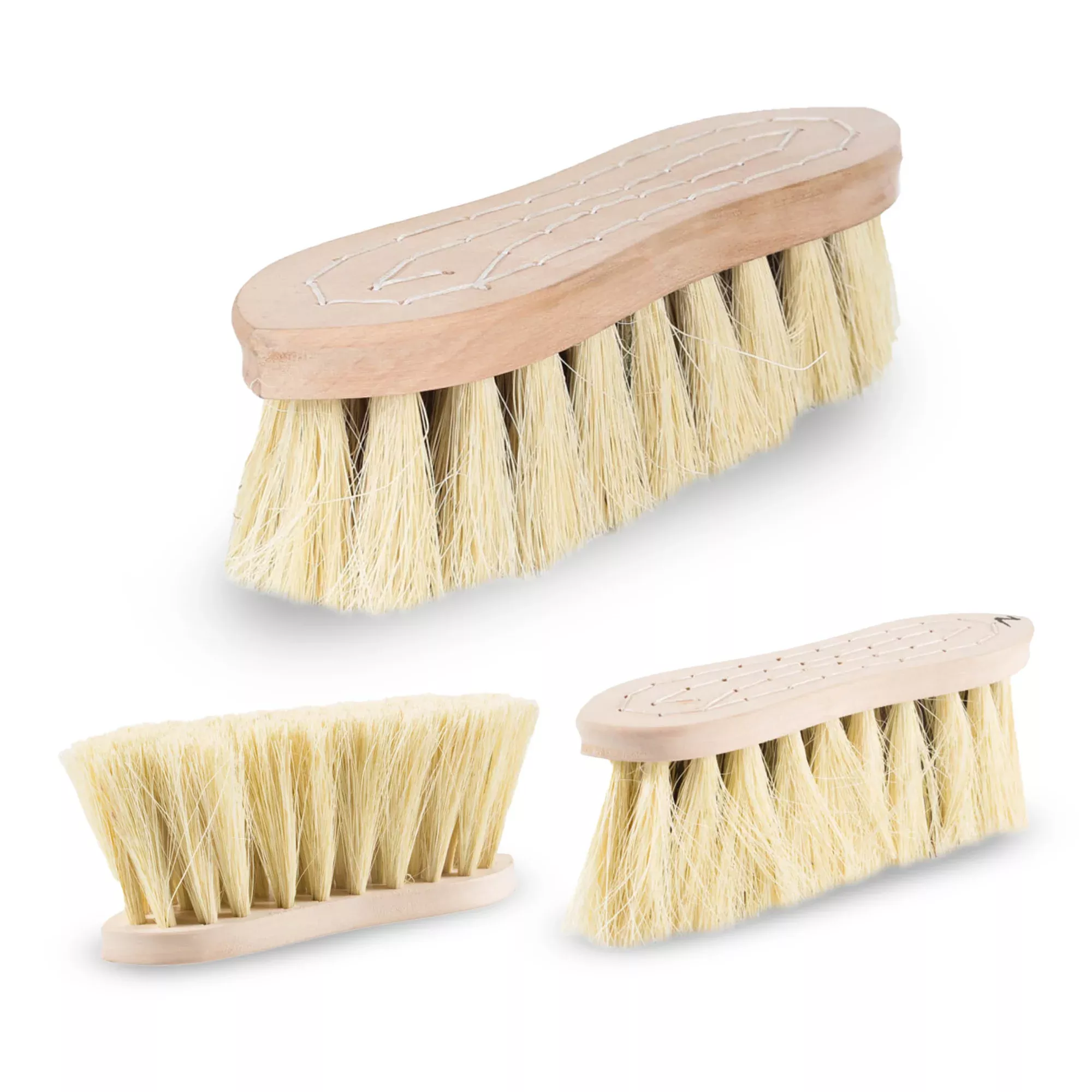 Horze Natural Bristle Wood Back Brush Set - Natural