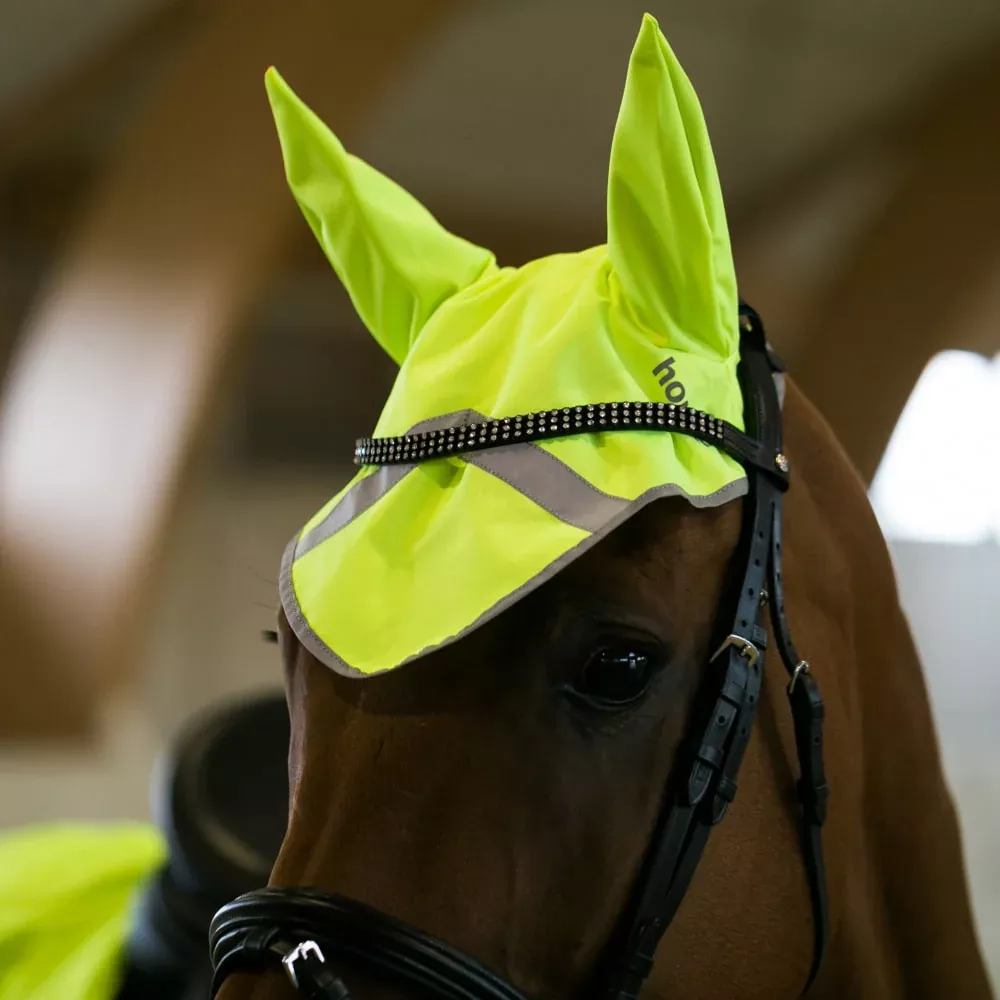 Horze Reflective Ear Net - Yellow