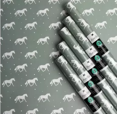 Hunt Seat Paper Winter Horse Gift Wrap