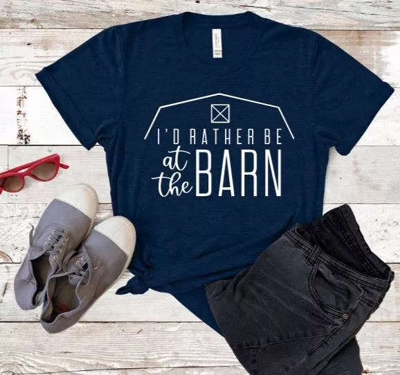 I'd Rather Be at the Barn - Navy Blue Tee