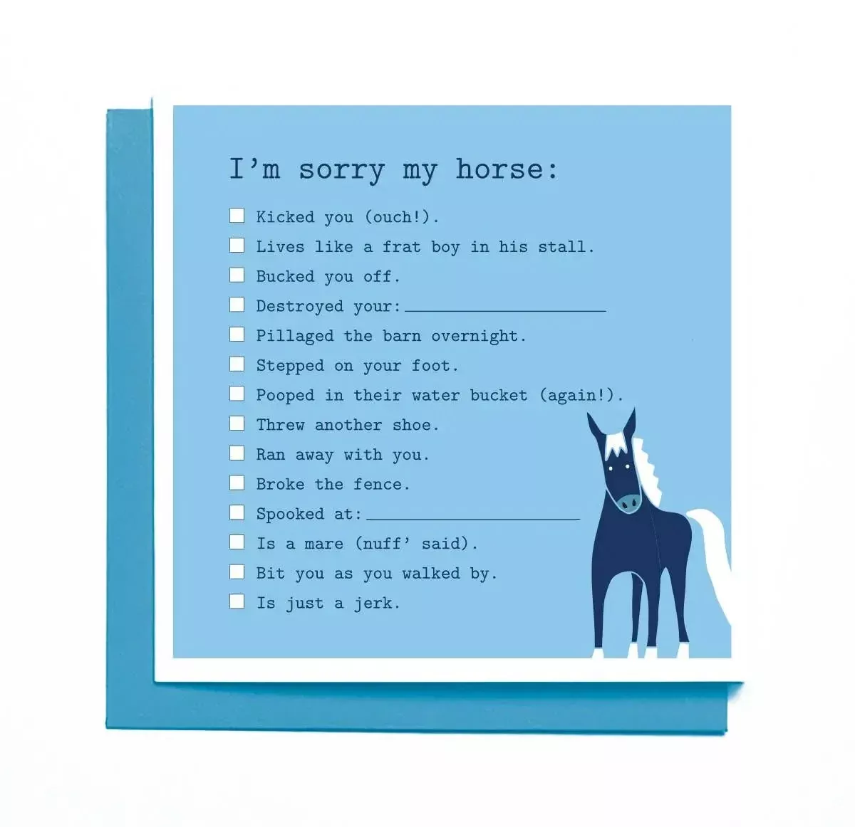 I'm Sorry My Horse…Single Card with Envelope