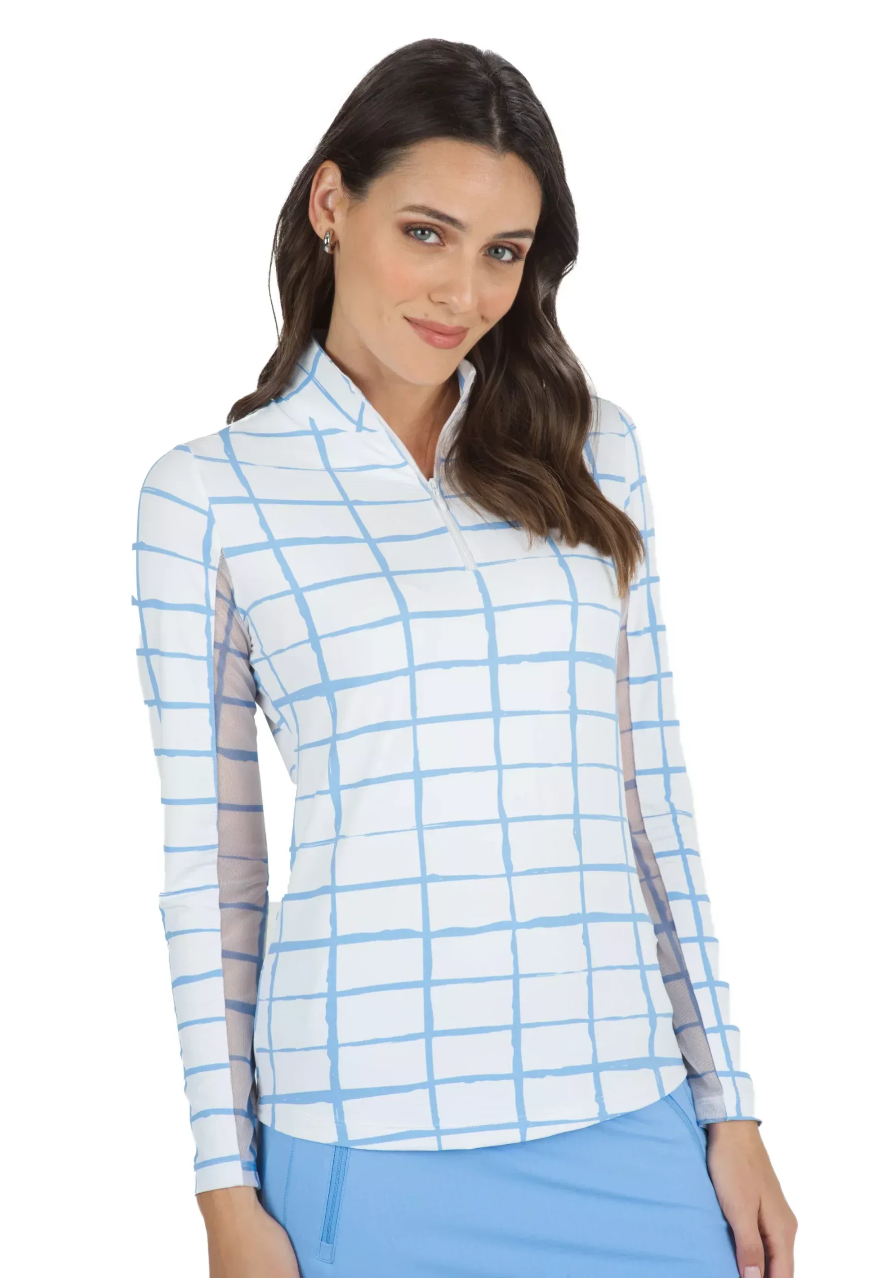 IBKUL Cordova Print Long Sleeve Mock Neck Top