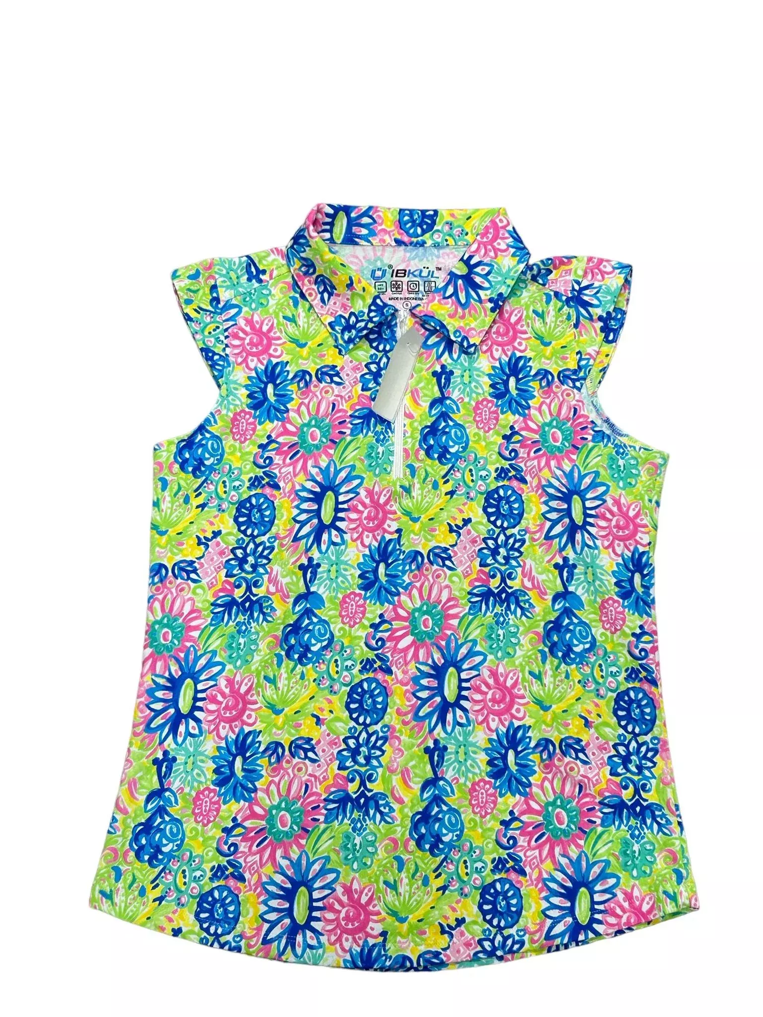 IBKUL Sleeveless Polo - Multi Flowers Size S - USED