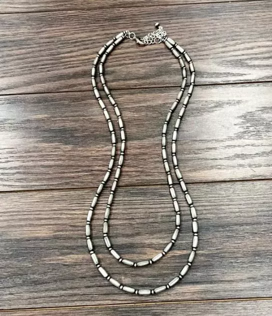 Isac Handmade Cylindrical Navajo Bead Necklace 739431