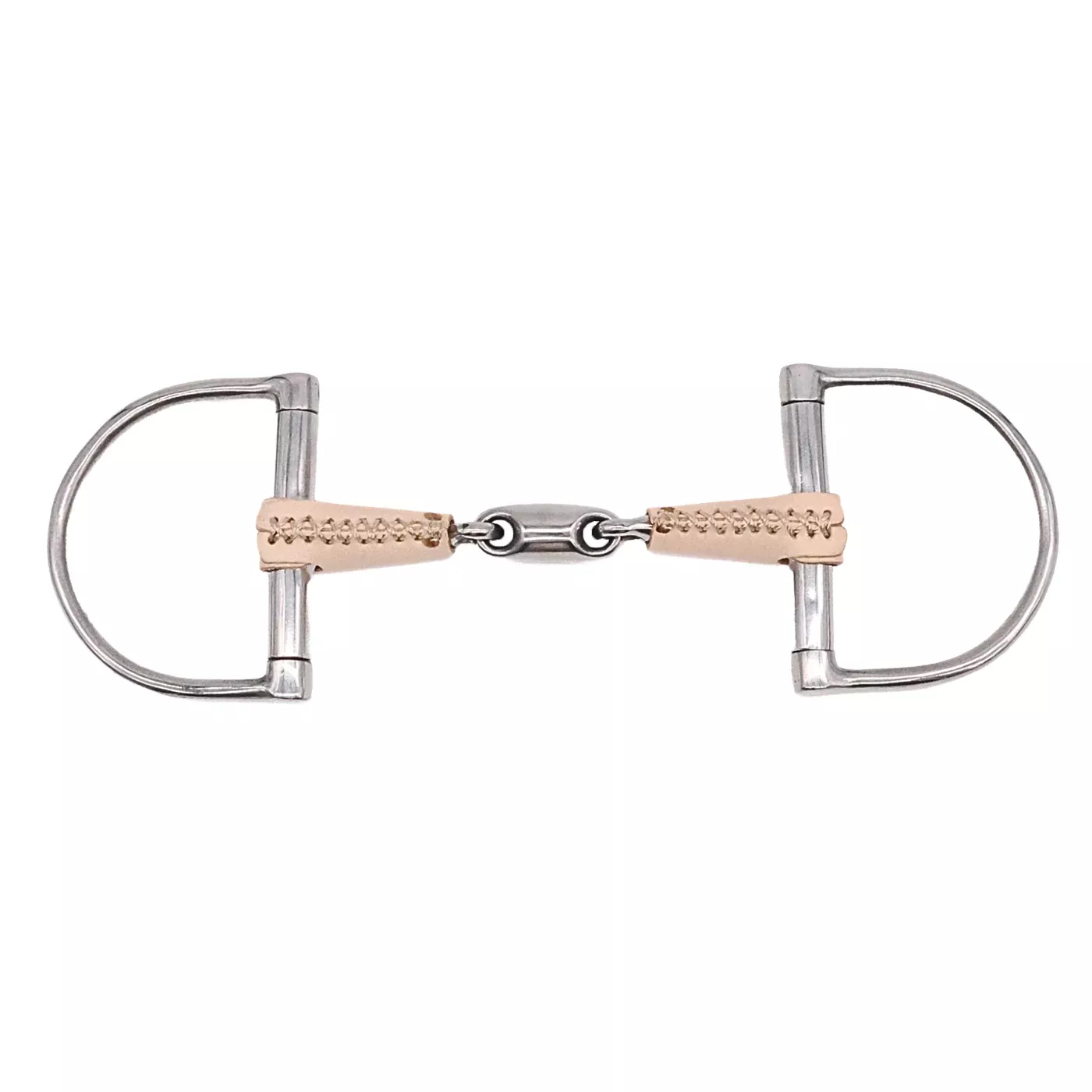 Jake Adams Dee Ring Double Jointed Leather Bit W/ Lozenge