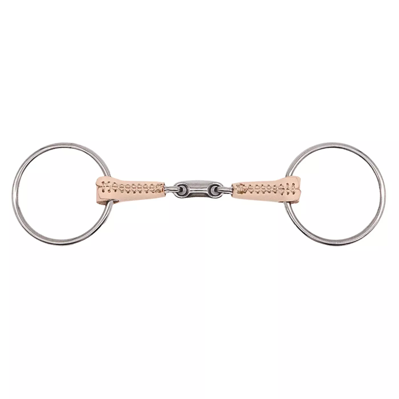 Jake Adams Loose Ring Double Jointed Leather Bit W/ Lozenge