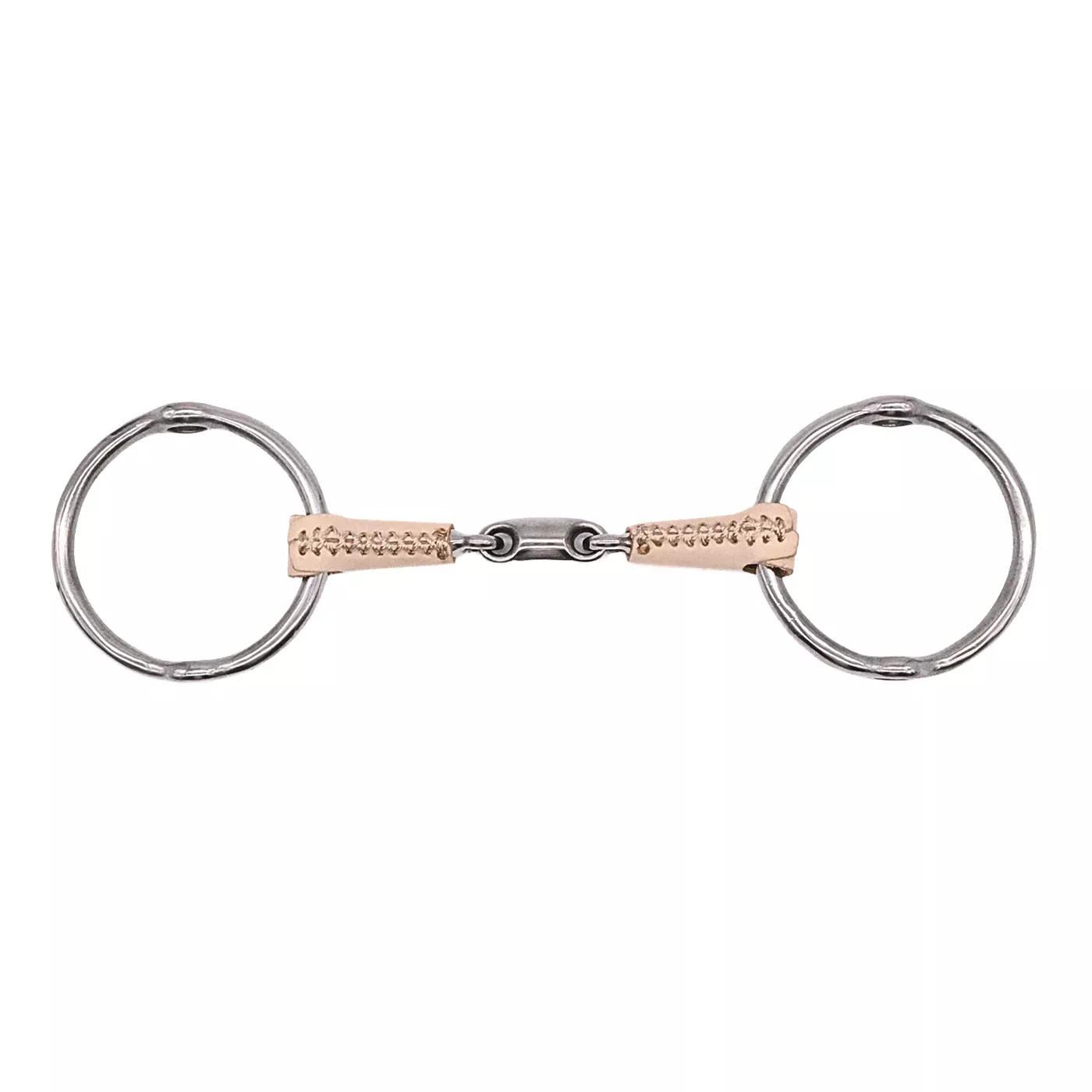 Jake Adams Loose Ring Gag Double Jointed Leather Bit W/ Lozenge