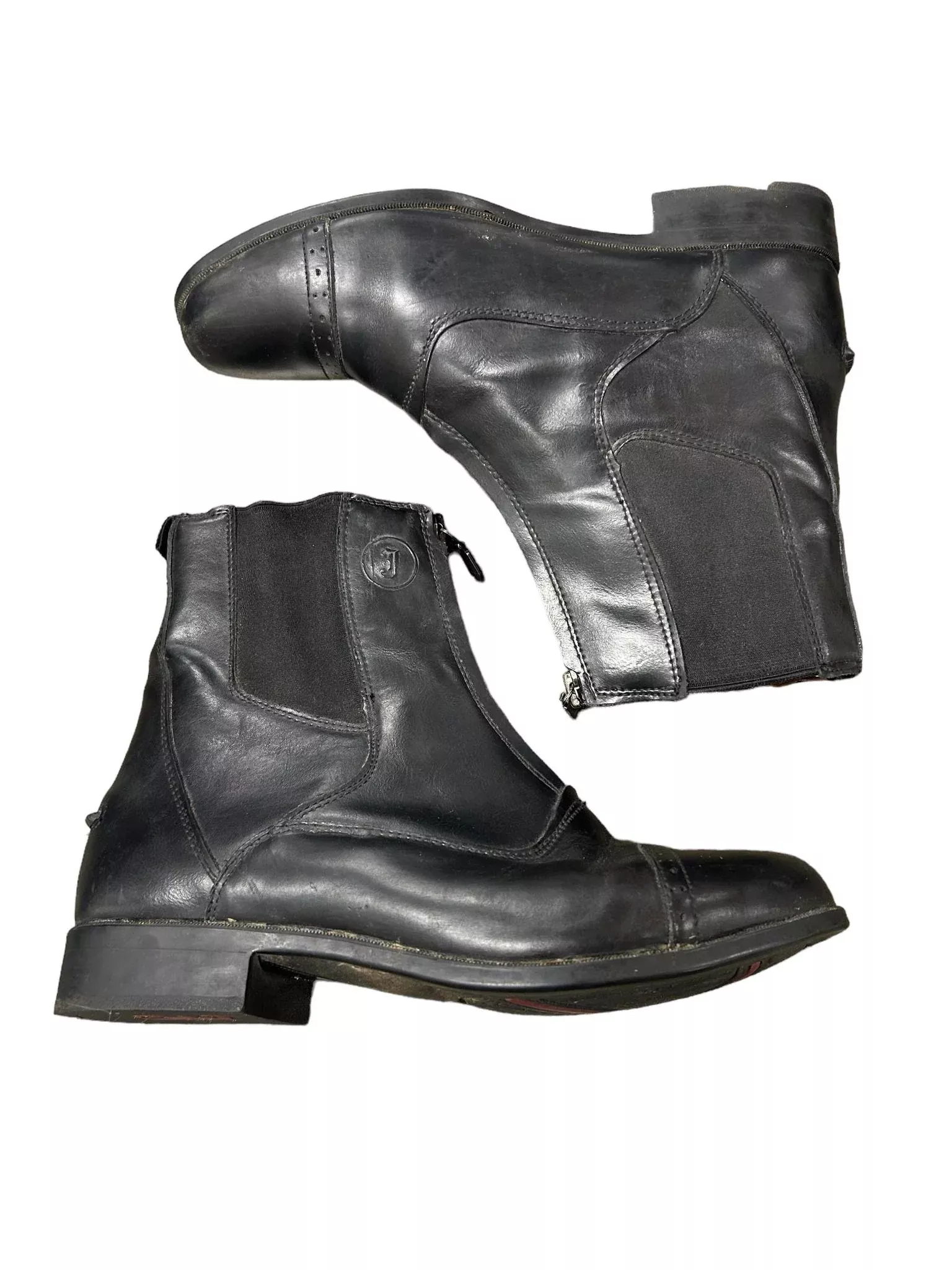Justin Leather Zip Paddock Boots - Black Size 10 - USED