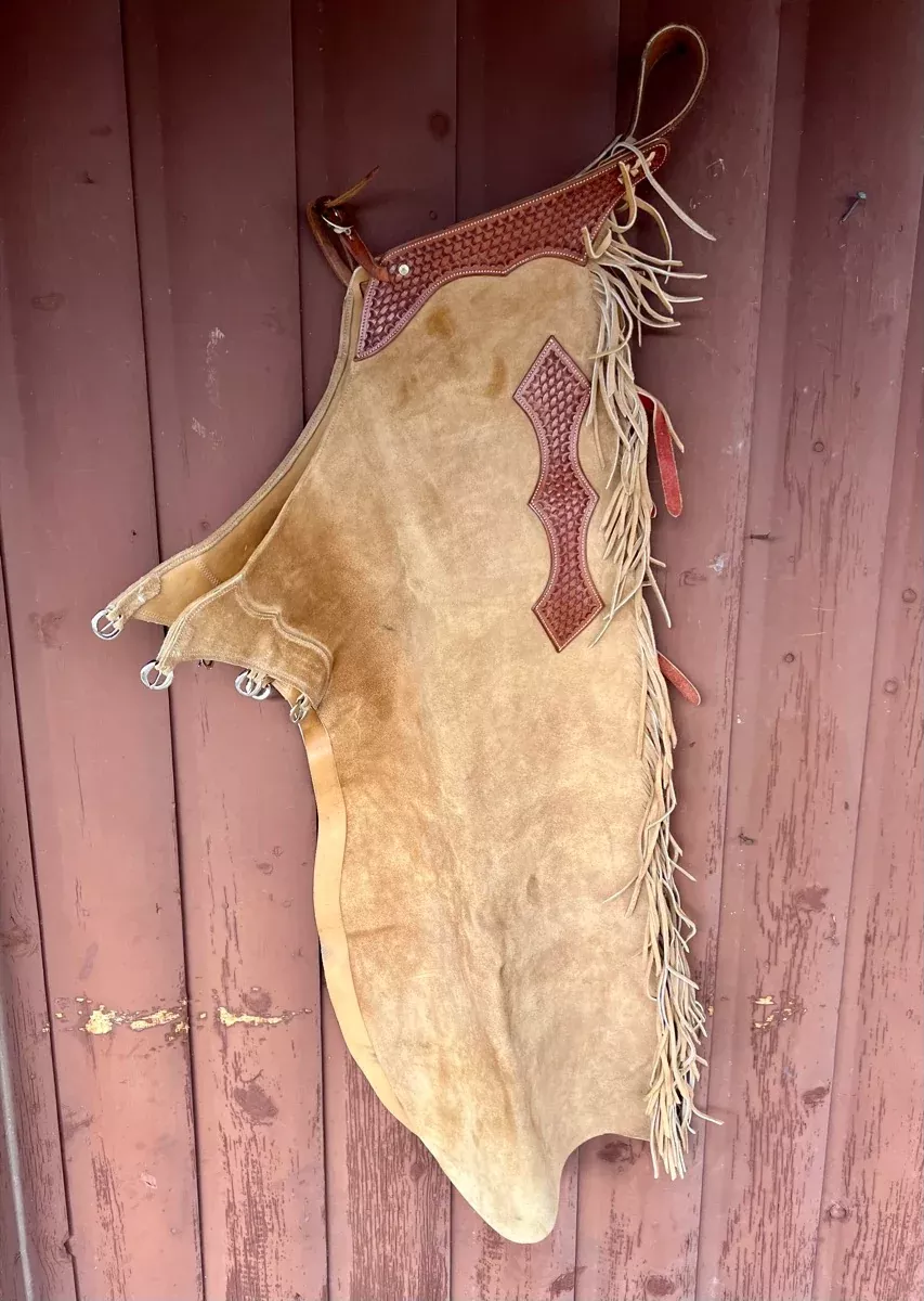 K Bar J Roughout Leather Chaps with FringeCH1118