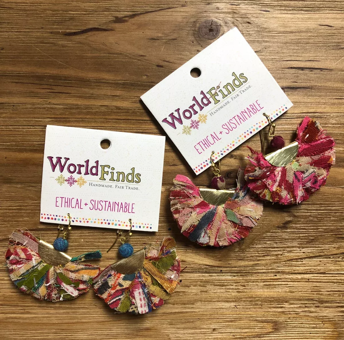 Kantha Fringed Arc Earrings
