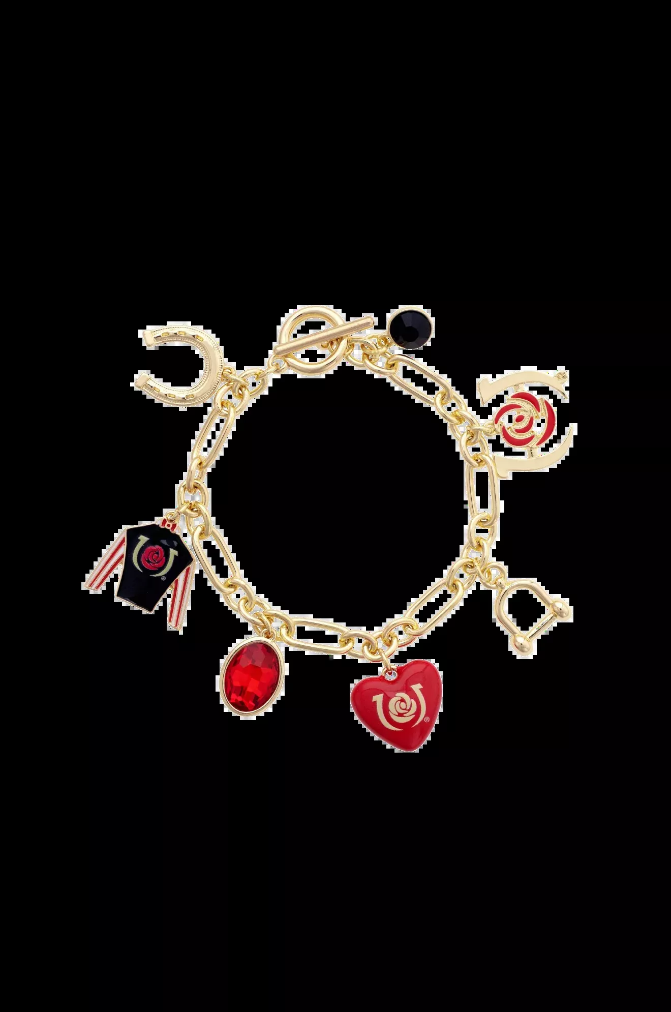 Kentucky Derby Enamel Heart Charm Bracelet