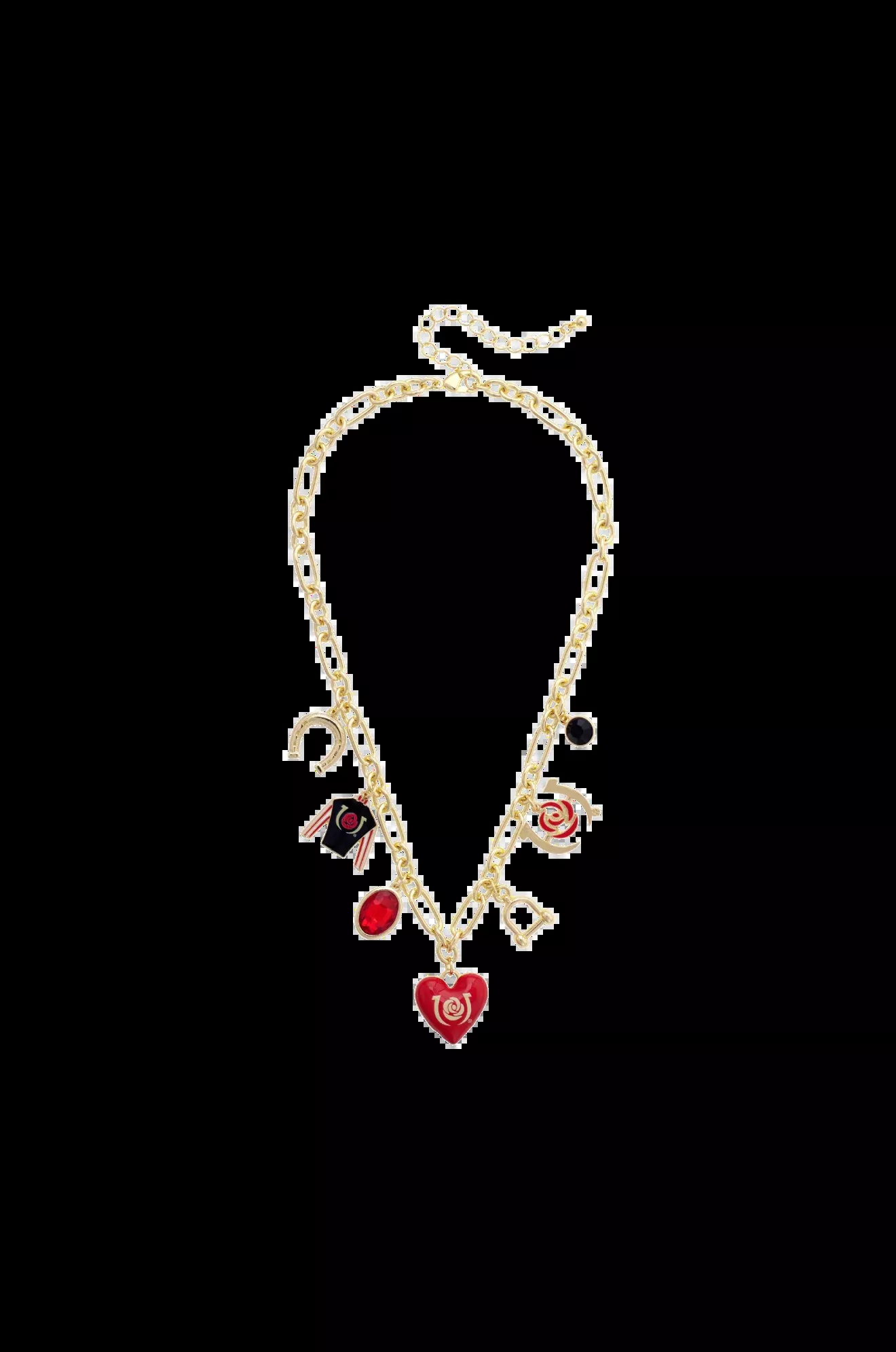 Kentucky Derby Enamel Heart Charm Necklace