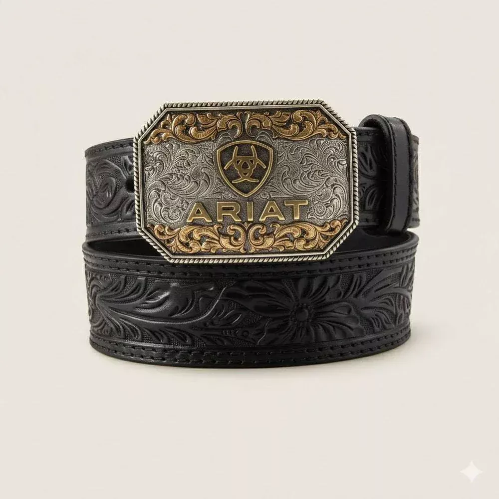 Kids Ariat Black Tooled Western Belt