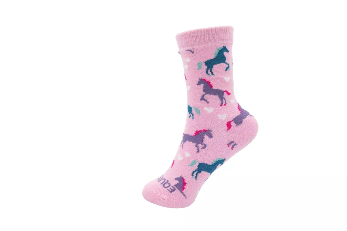 Kids' Pony Hearts Crew Sock - Soft Pink