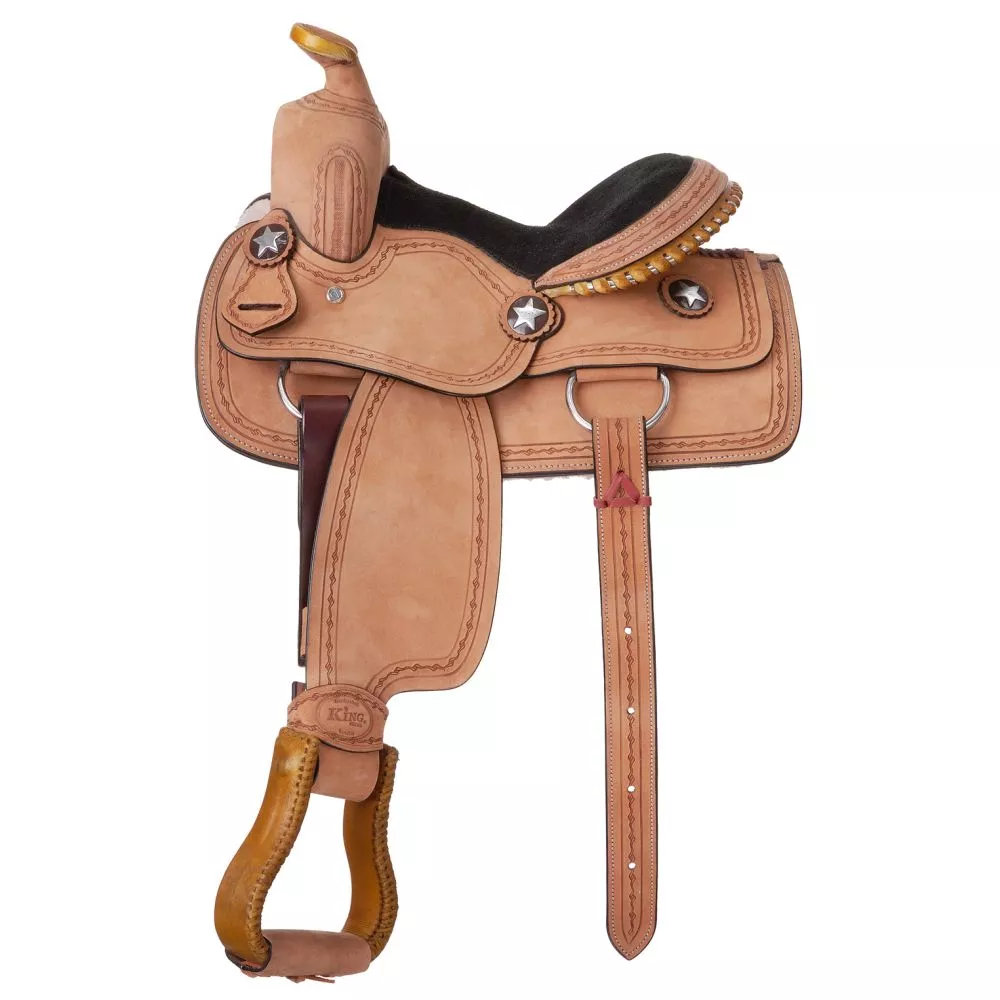 King Series Youth Roughout Saddle with Barbwire Tooling