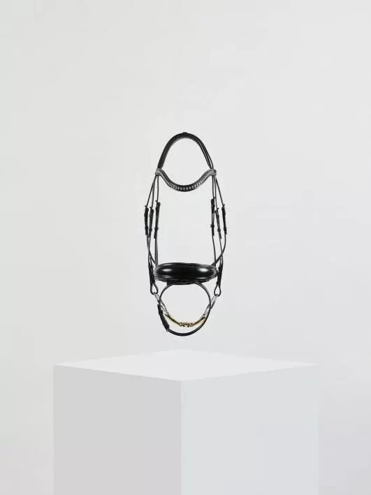 Kingsley Snaffle Bridle Black Clear Stones Full