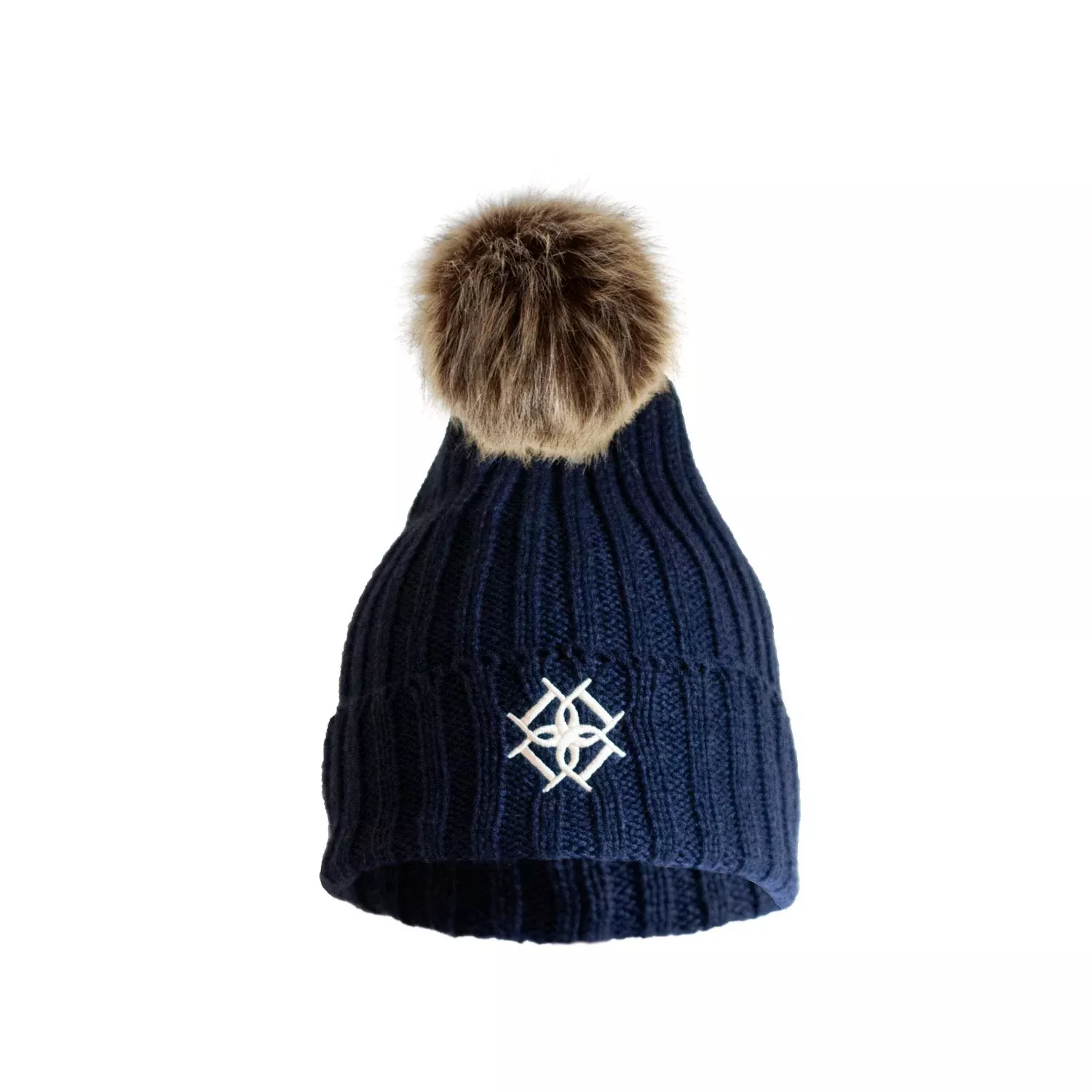 Knitted Faux Fur Bobble Beanie Hat