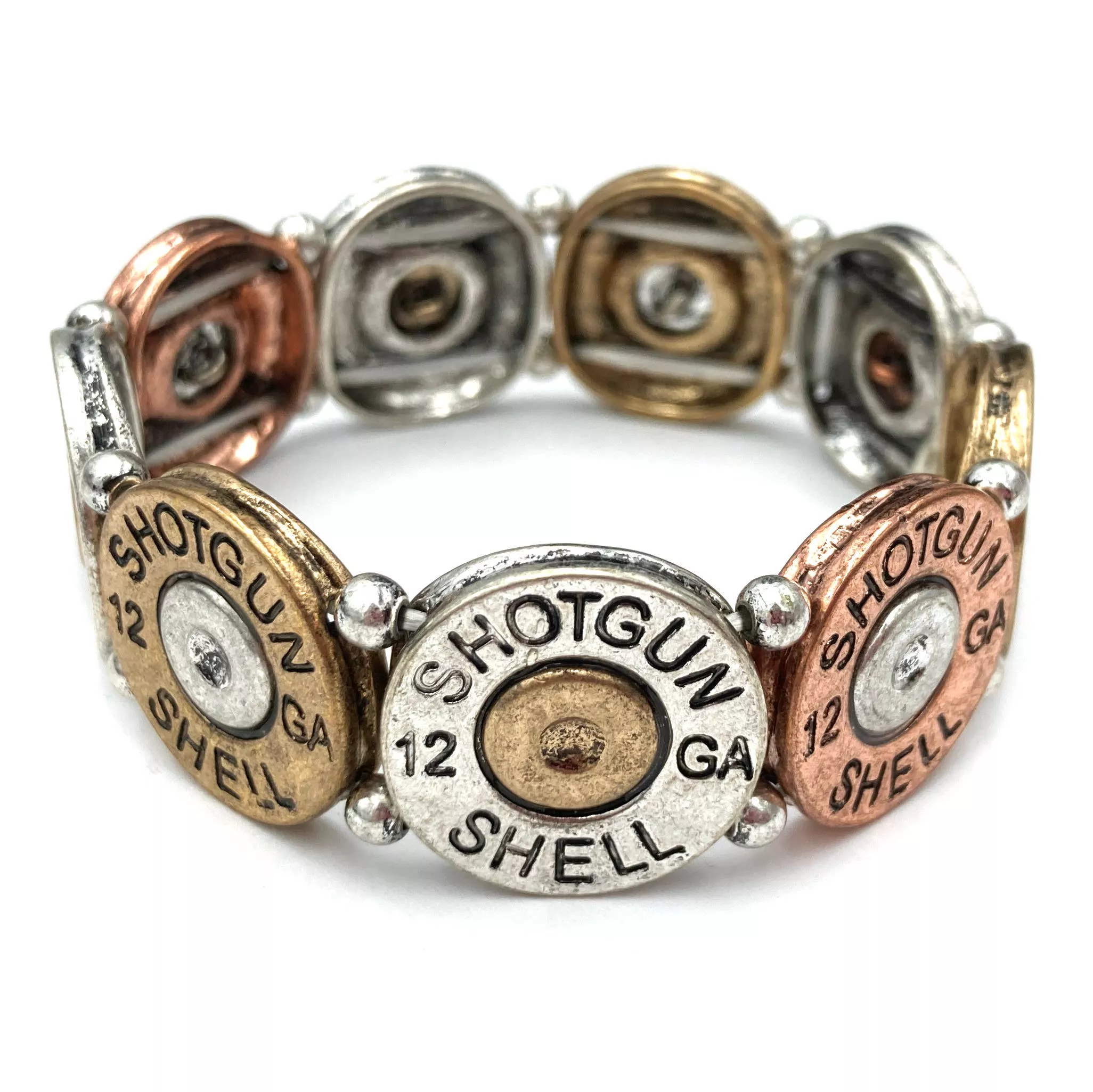 Large Shotgun 12 Gauge Bullet Shell Stretch Bracelet Gold