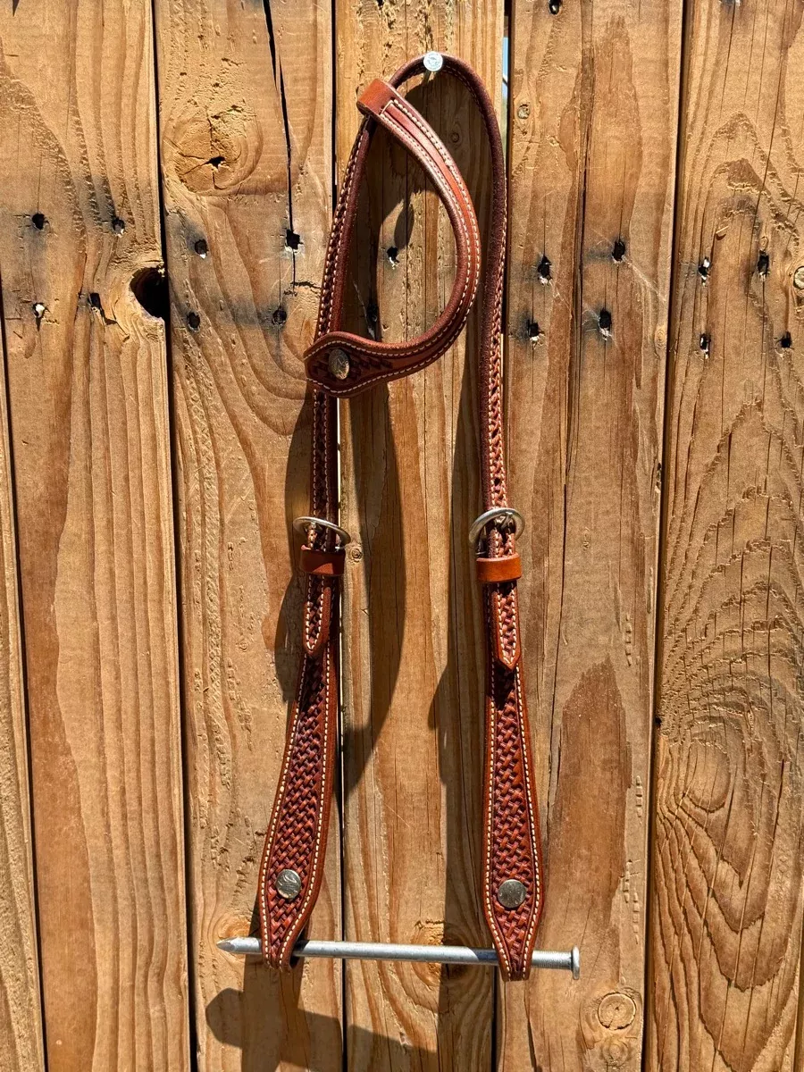 Leather Basket Stamped One Ear HeadstallHS1223