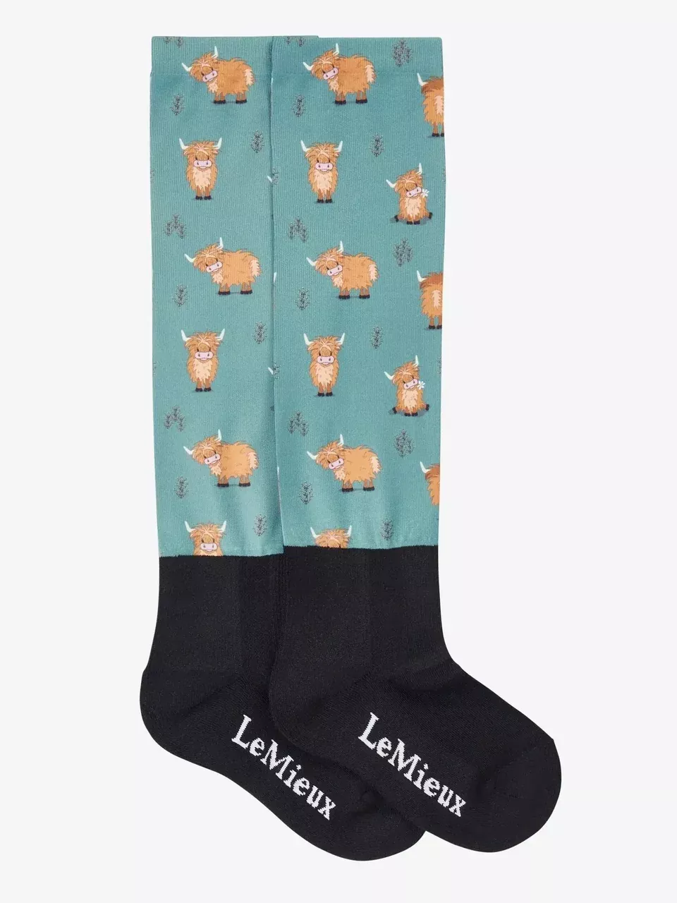 LeMieux Footsie Socks - Highland Cow/Aloe