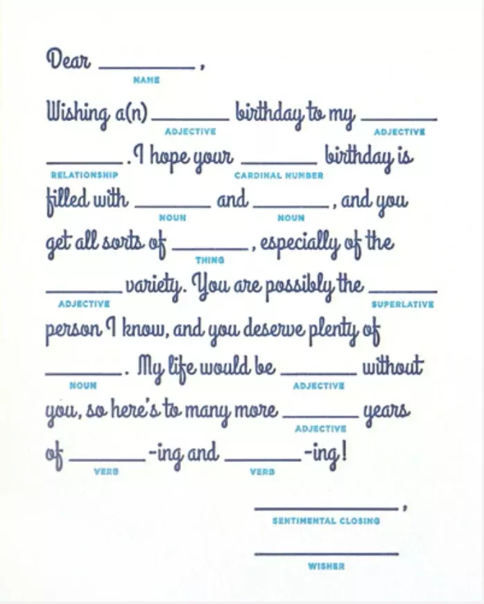 Mad Lib Birthday