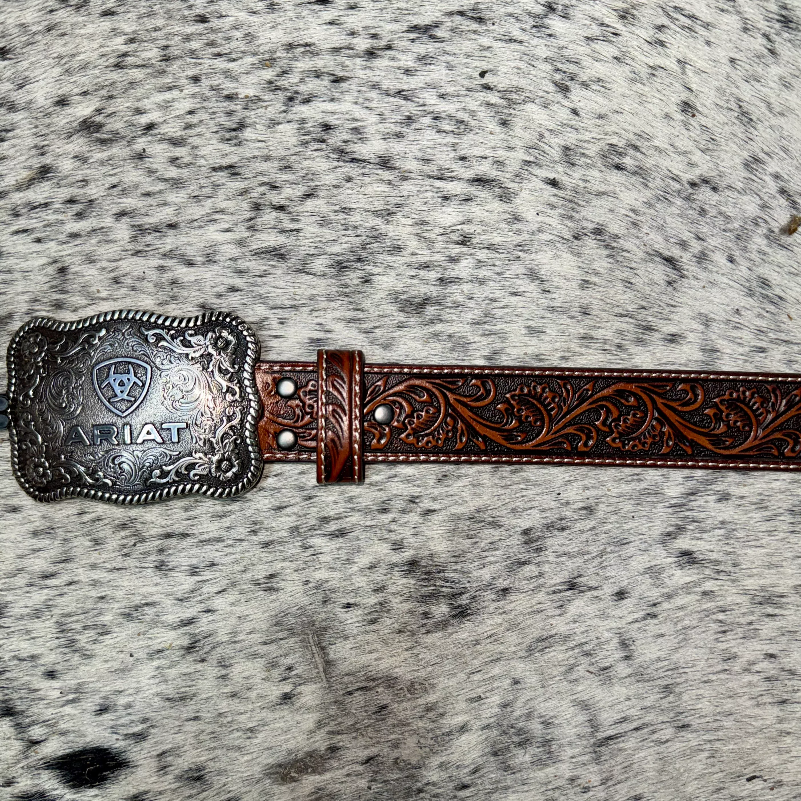 Men’s Ariat Brown TooledBuckle Belt