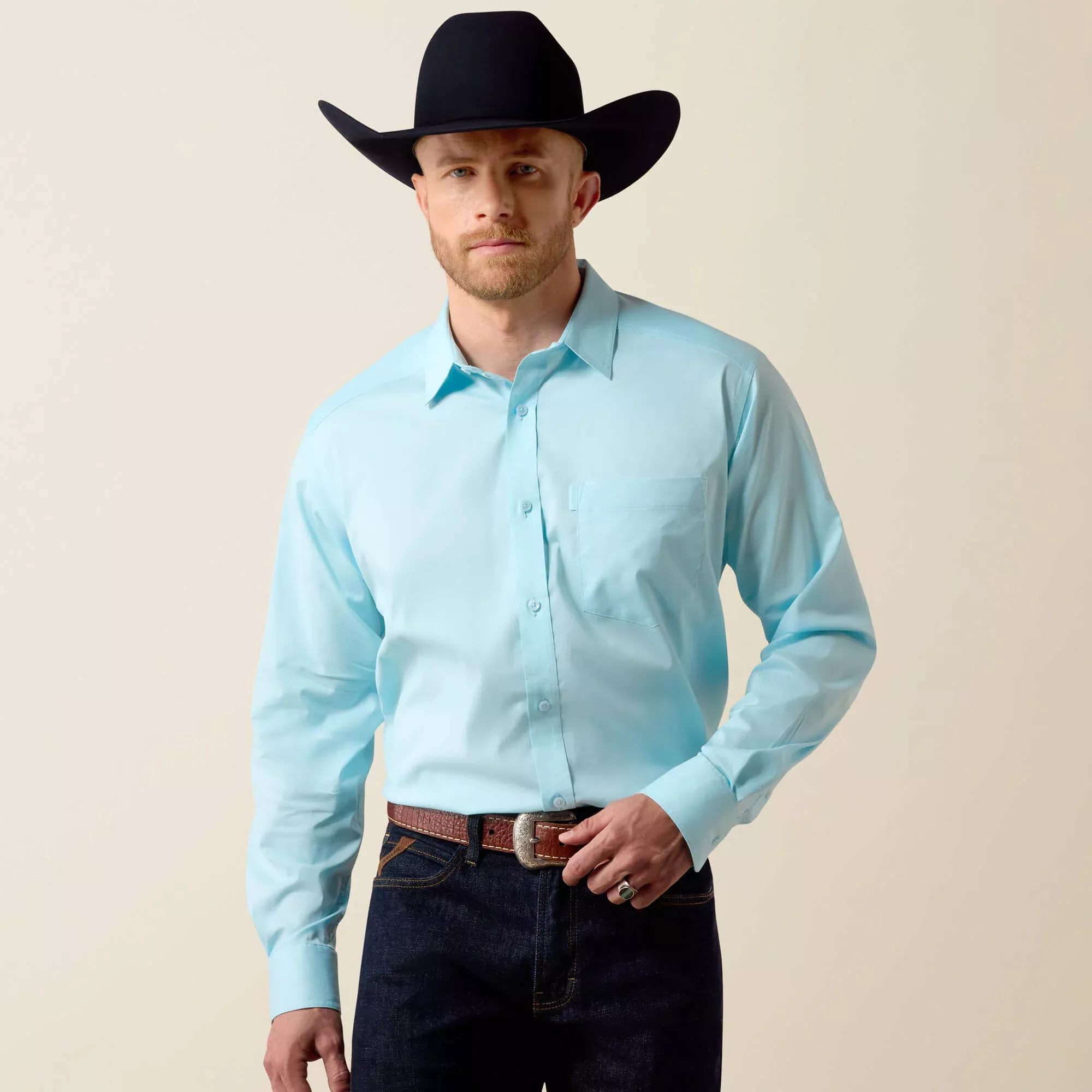 Men’s Ariat Classic Fit Crystal Blue Button Up