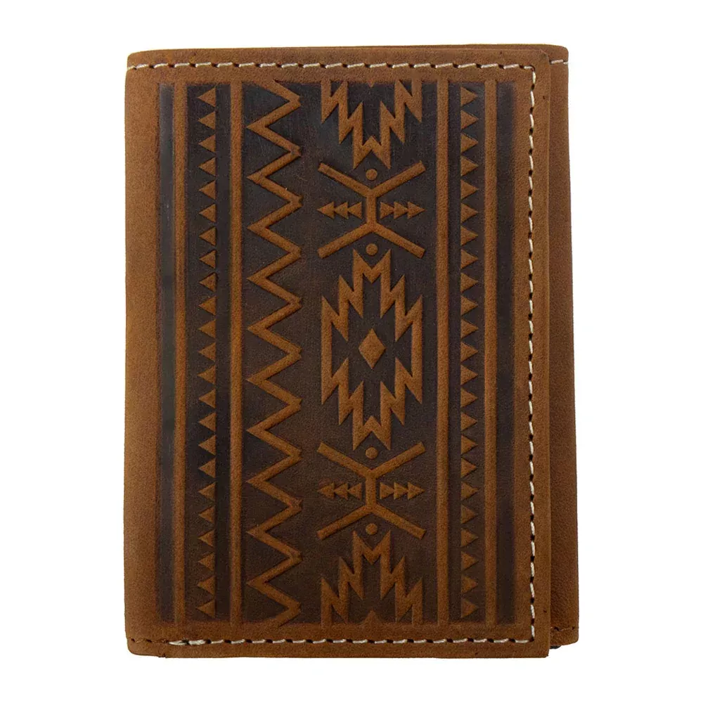 Men's Aztec Embossed Trifold Wallet