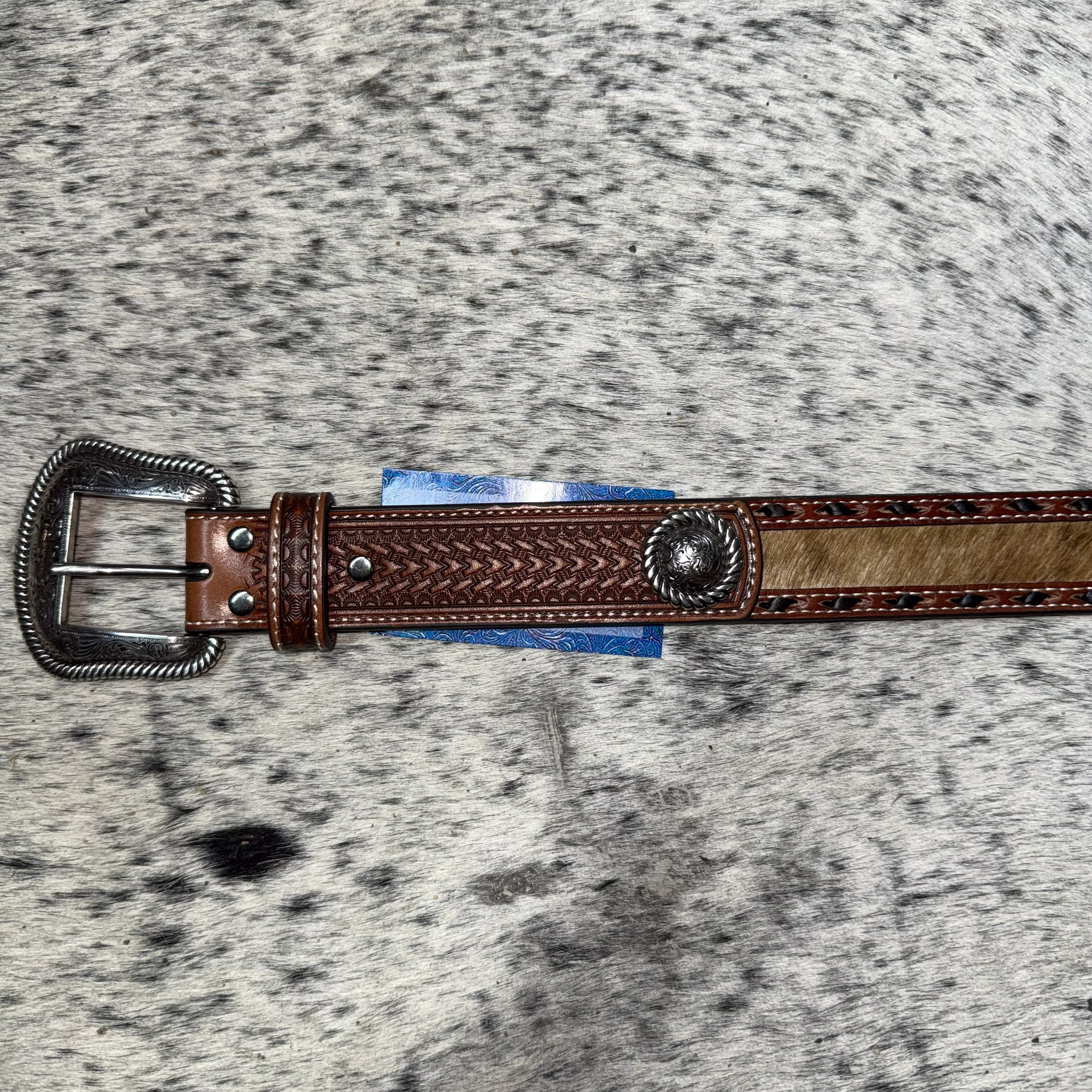 Men’s Brown Buckstitch Hide Belt