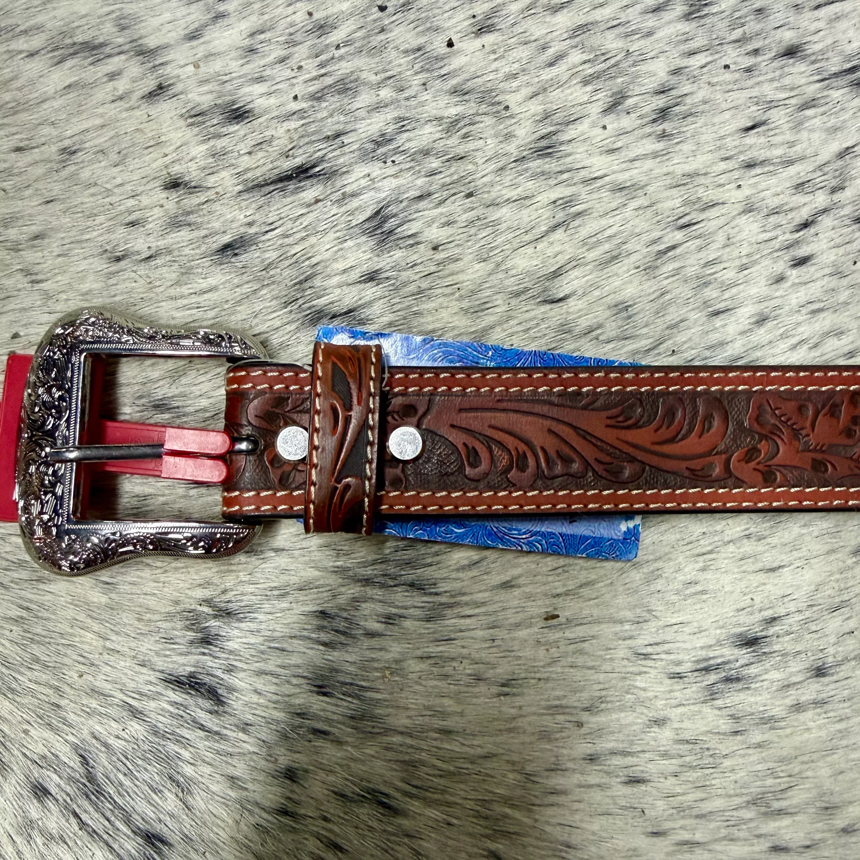 Men’s Cognac Tooled Belt