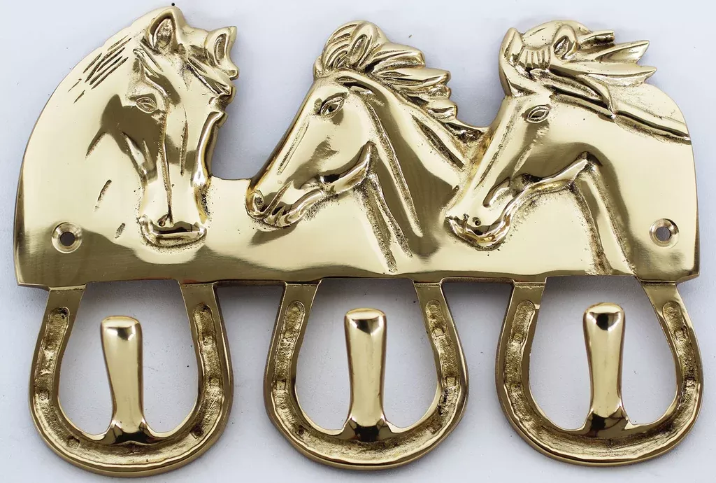 Metal Horse Equestrian Home Decor Wall 3-Hook Rack 6743