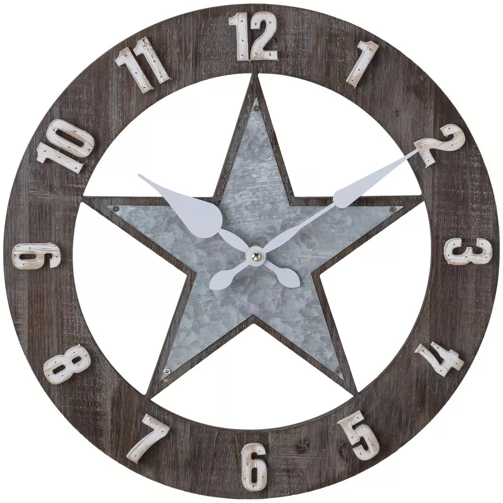Metal & Wood Star Wall Clock