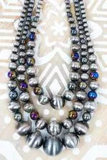 Midnight Mirage Iridescent & Silver Pearl Layered Necklace
