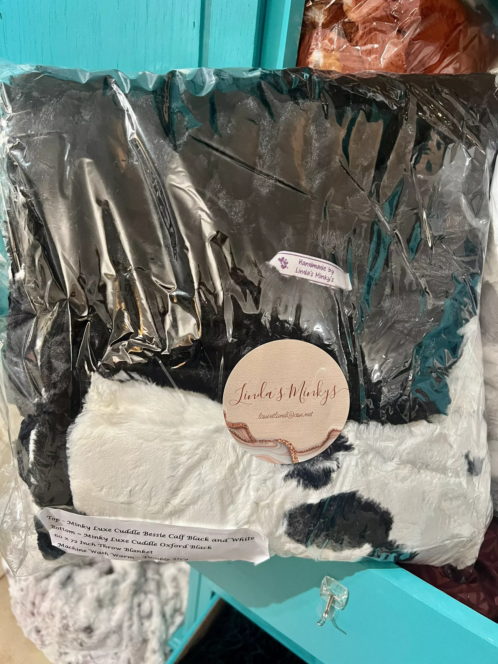 Minky Blanket - Bessie Calf Black & White