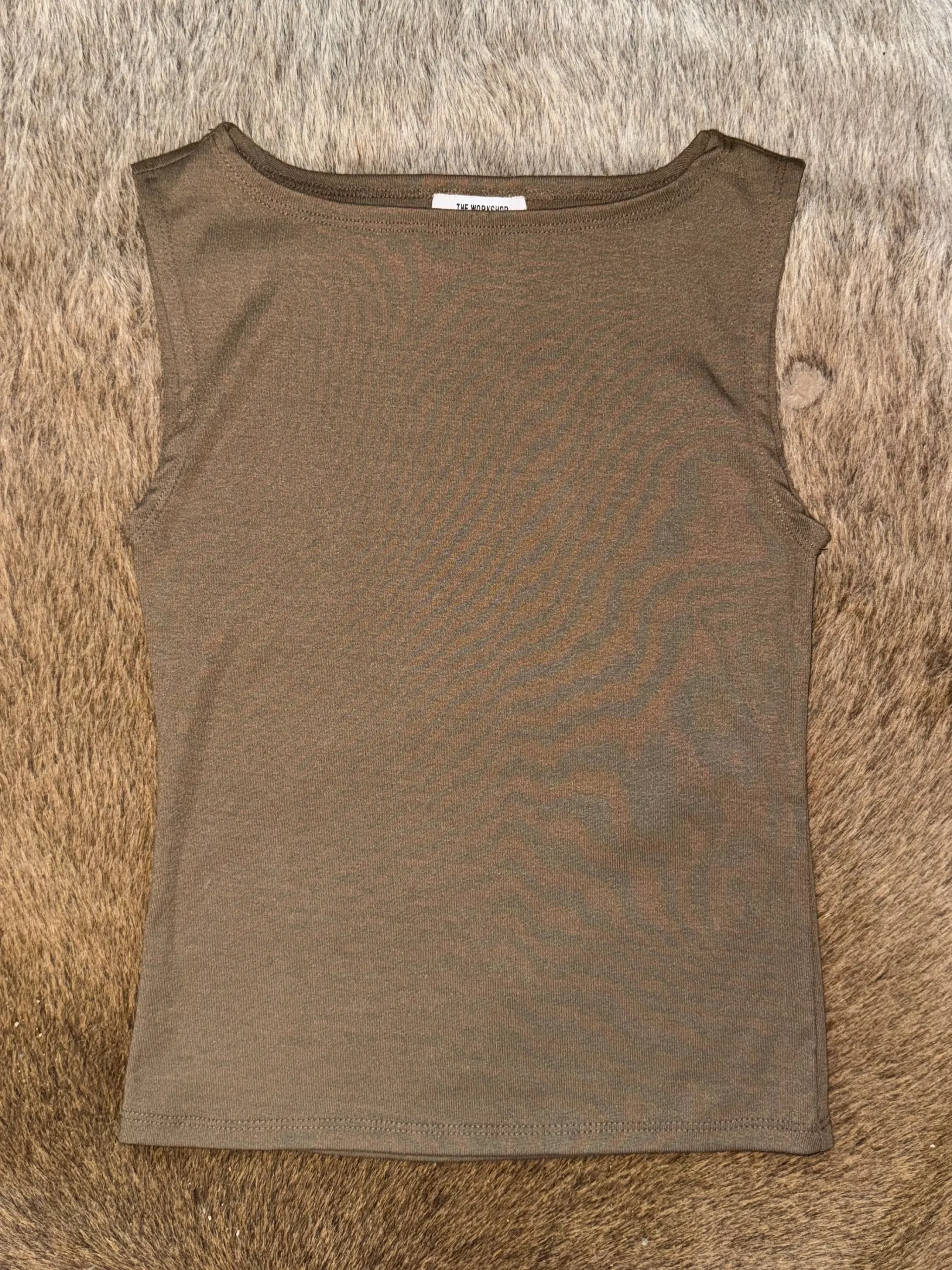 Mocha Brown Boat Neck Tee Tank