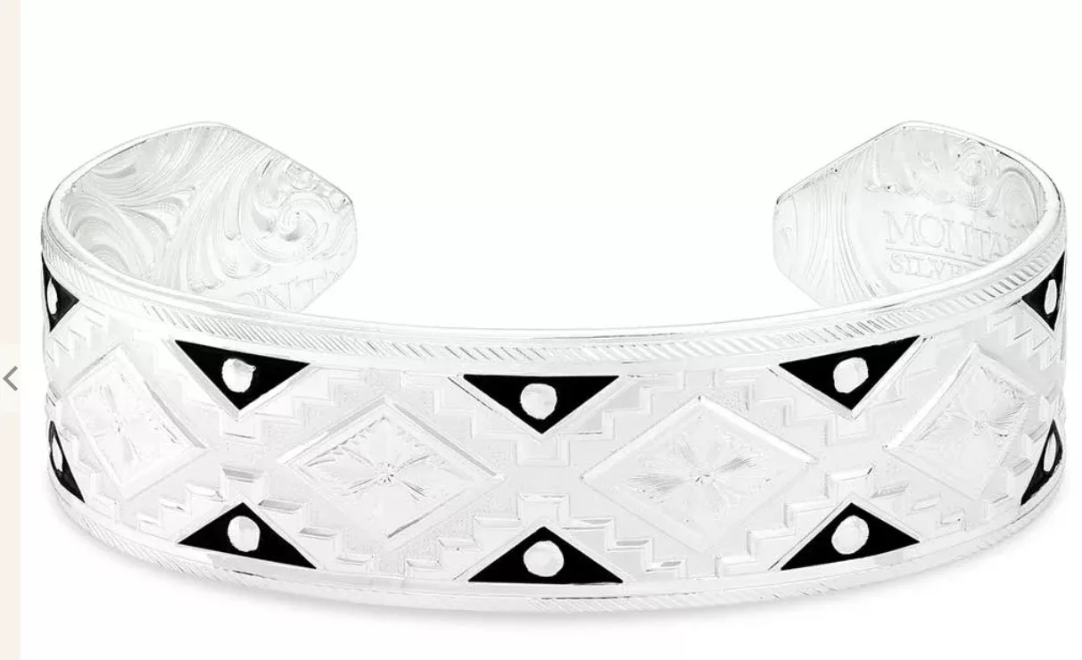 Montana Silversmiths Silver Southwest Cuff Black