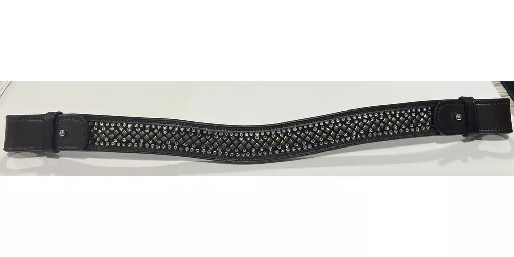 MTL BROWBAND W/6 ROWS, CHOCOLATE 15 3/4"