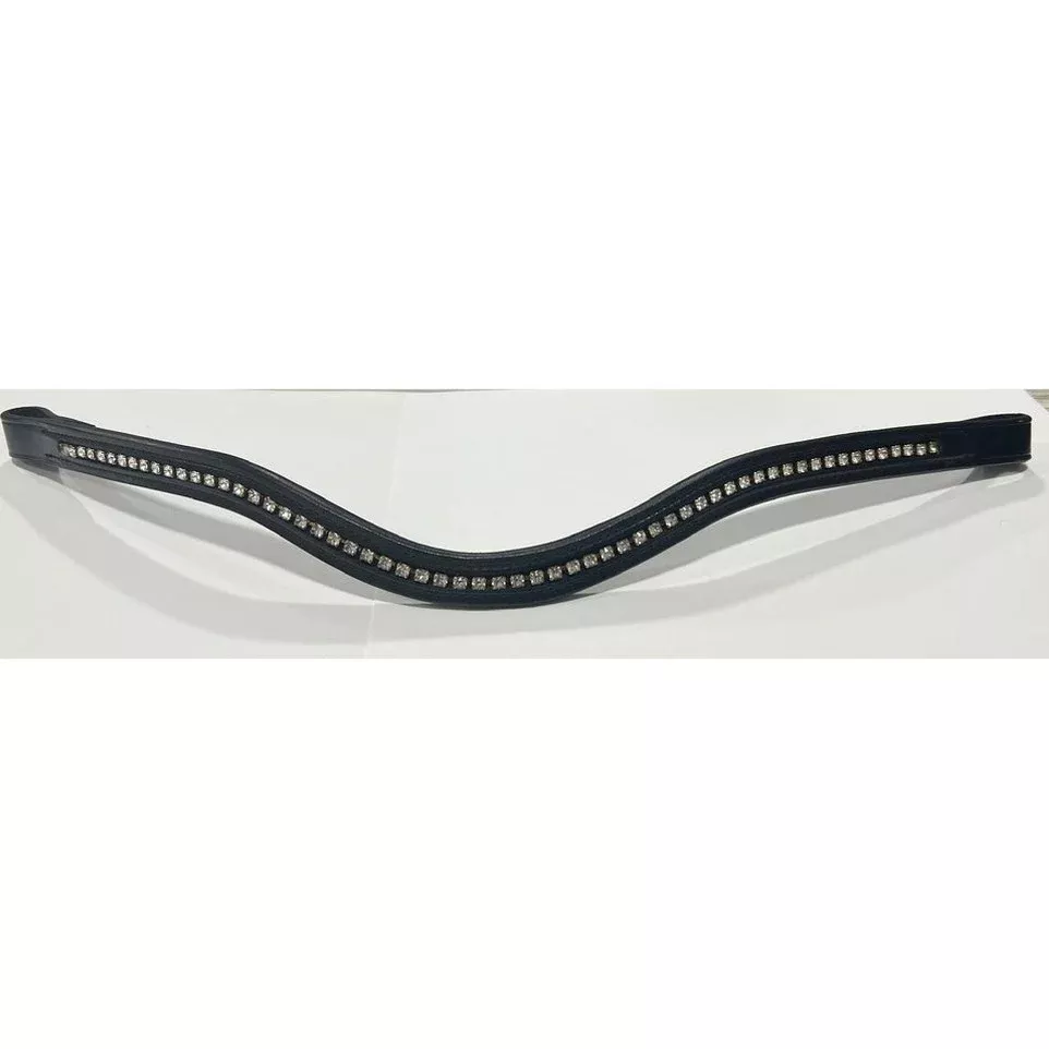 MTL BROWBAND WITH 1 ROW OF SMALL CLEAR CRYSTALS, BLACK 17"