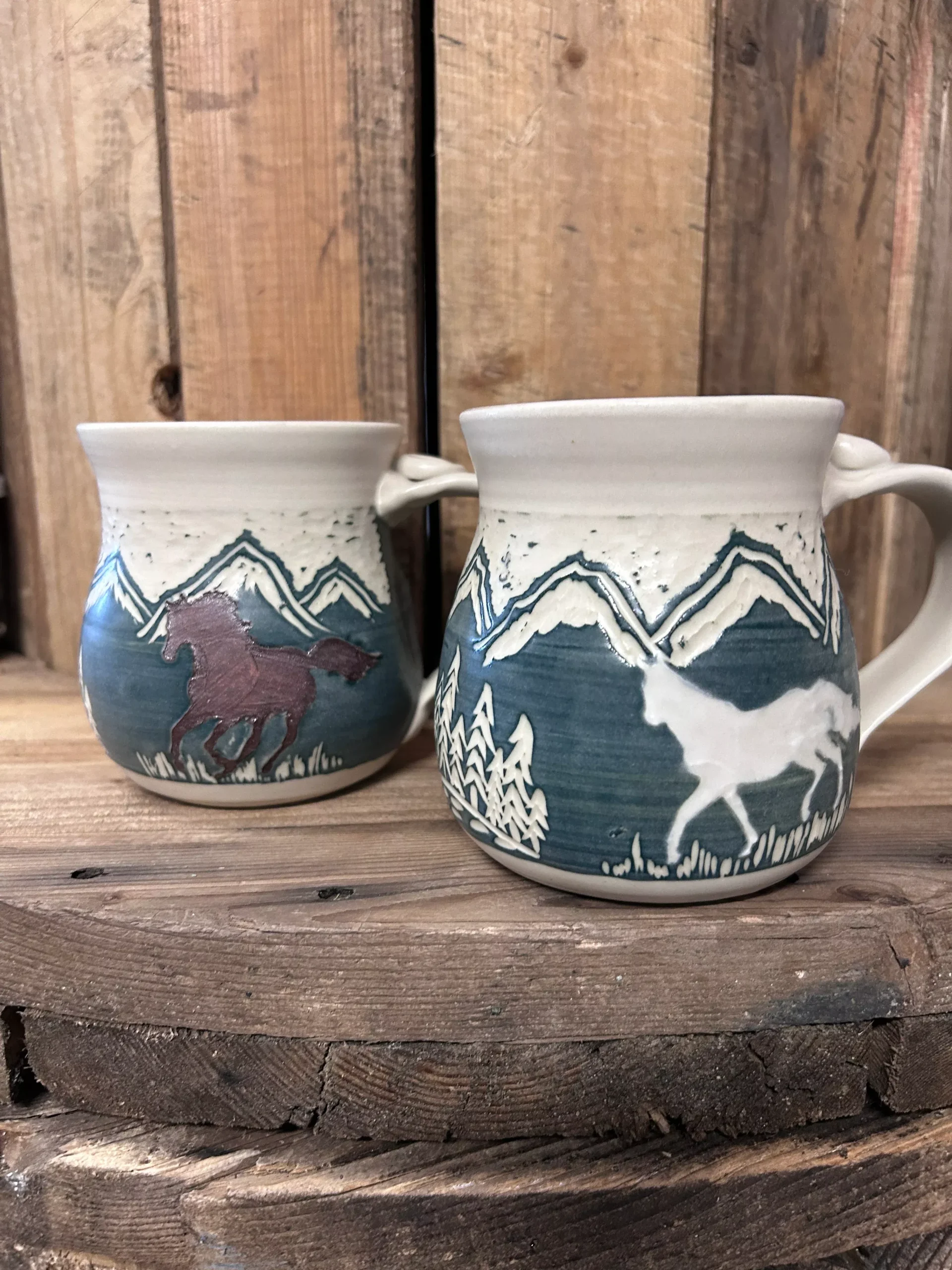 Muddy Duck Pottery Horse Mugs