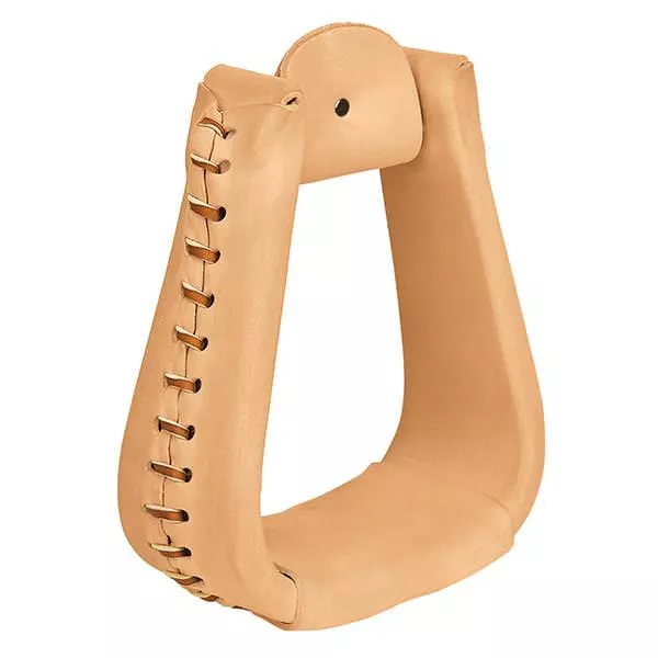Natural Leather Covered Stirrups, Overshoe Roper