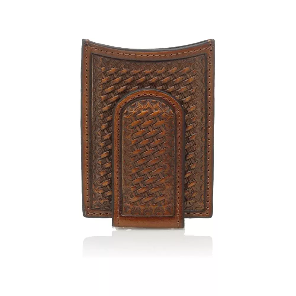 Nocona Leather Basketweave Money Clip
